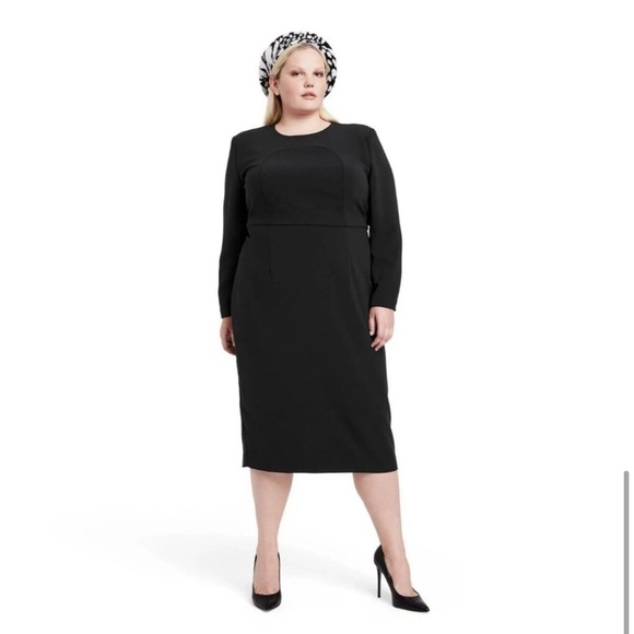 SERGIO HUDSON X TARGET BLACK SHEATH MIDI DRESS - Picture 5 of 8